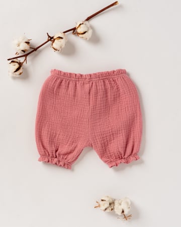 Fete - Pantaloni scurti, bufanti, din muselina roz