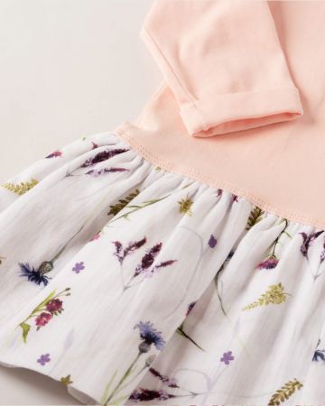 Rochie din jersey roz, cu muselina cu imprimeu floral [3]