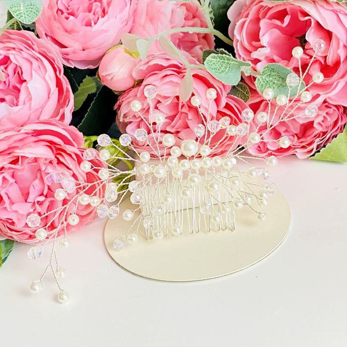 Accesoriu Par Perle Albe Mireasa, Accesorii Par Mirese [7]