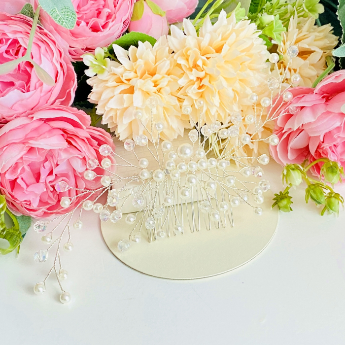 Accesoriu Par Perle Albe Mireasa, Accesorii Par Mirese [4]
