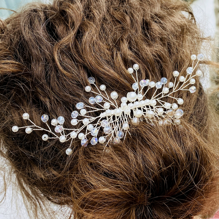 Accesoriu Par Perle Albe Mireasa, Accesorii Par Mirese [5]