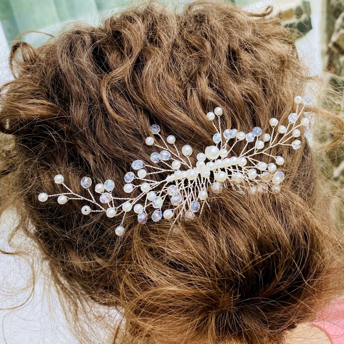 Accesoriu Par Perle Albe Mireasa, Accesorii Par Mirese [3]