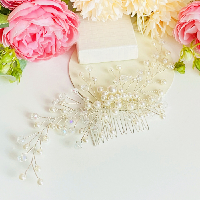 Accesoriu Par Perle Albe Mireasa, Accesorii Par Mirese [6]