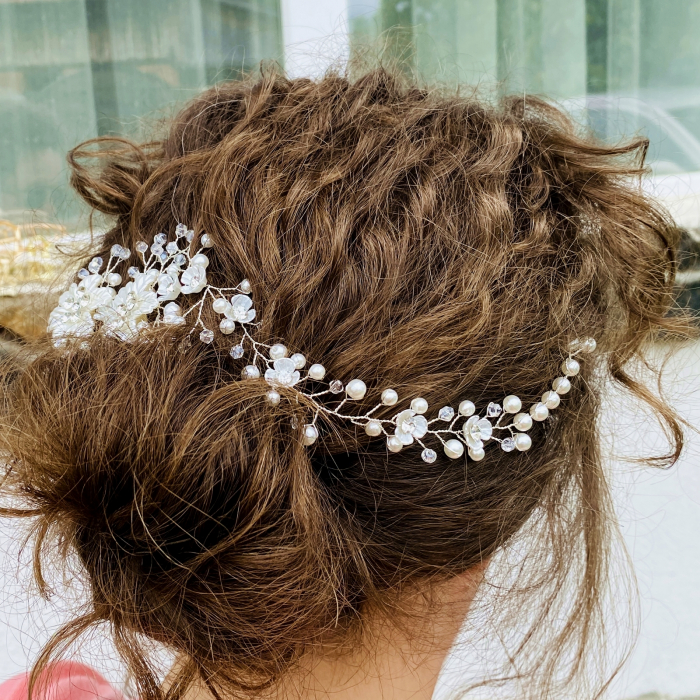 Accesoriu Par Flori, Perle, Cristale Mireasa XL, Accesorii Par Mirese [3]