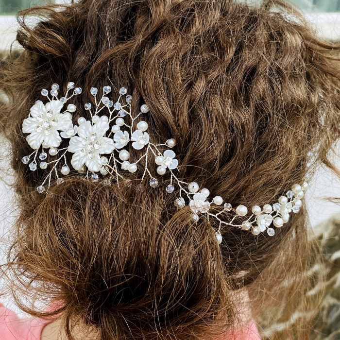 Accesoriu Par Flori, Perle, Cristale Mireasa XL, Accesorii Par Mirese [4]