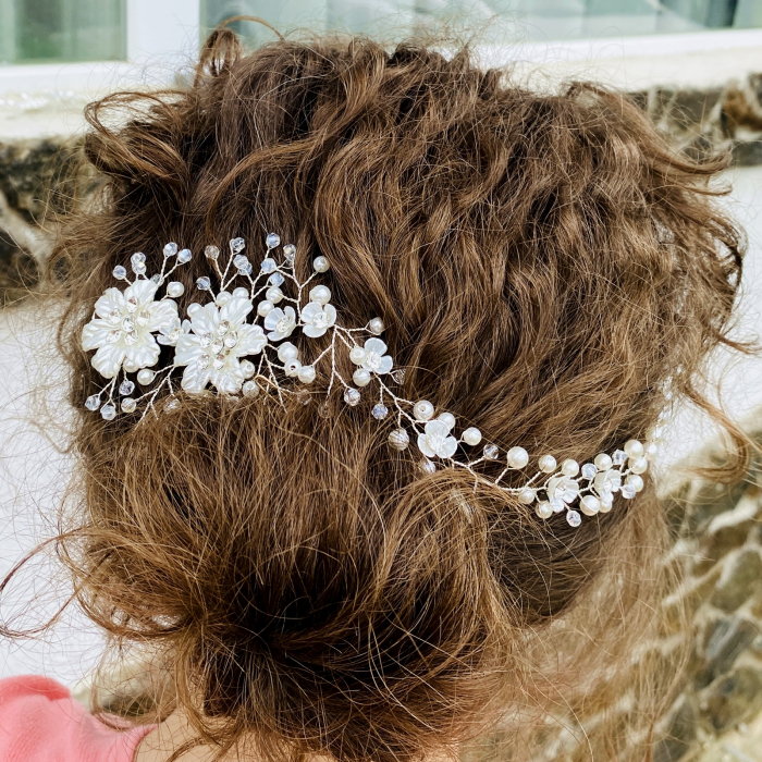 Accesoriu Par Flori, Perle, Cristale Mireasa XL, Accesorii Par Mirese [7]