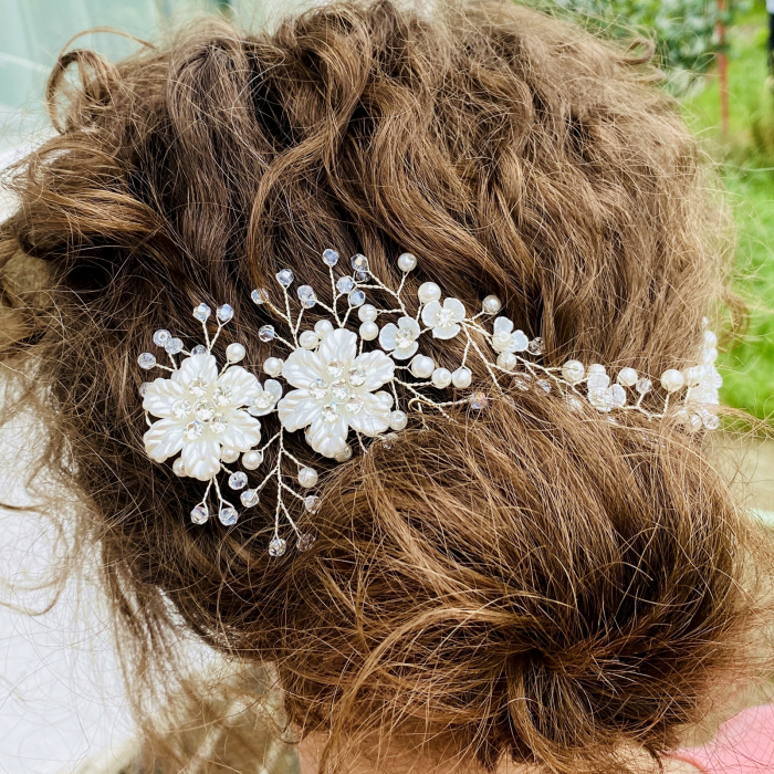 Accesoriu Par Flori, Perle, Cristale Mireasa XL, Accesorii Par Mirese [6]