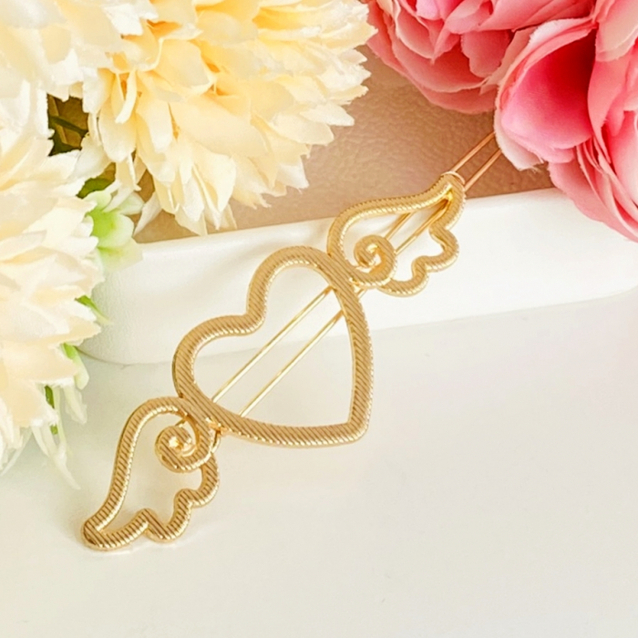 Agrafa Par Inima & Aripi, Agrafa de Par, Accesorii Par, Clama metal [8]