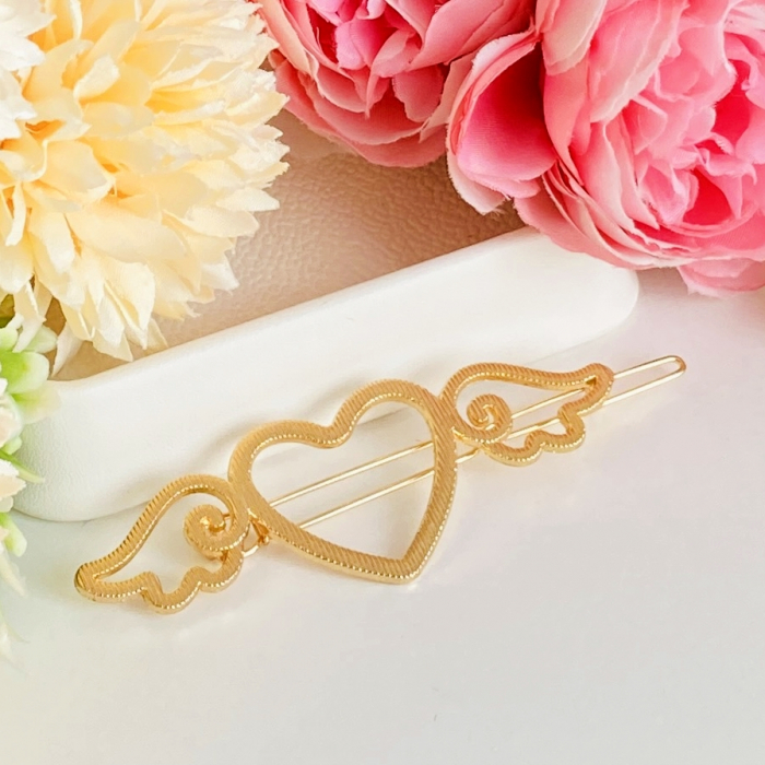 Agrafa Par Inima & Aripi, Agrafa de Par, Accesorii Par, Clama metal [6]