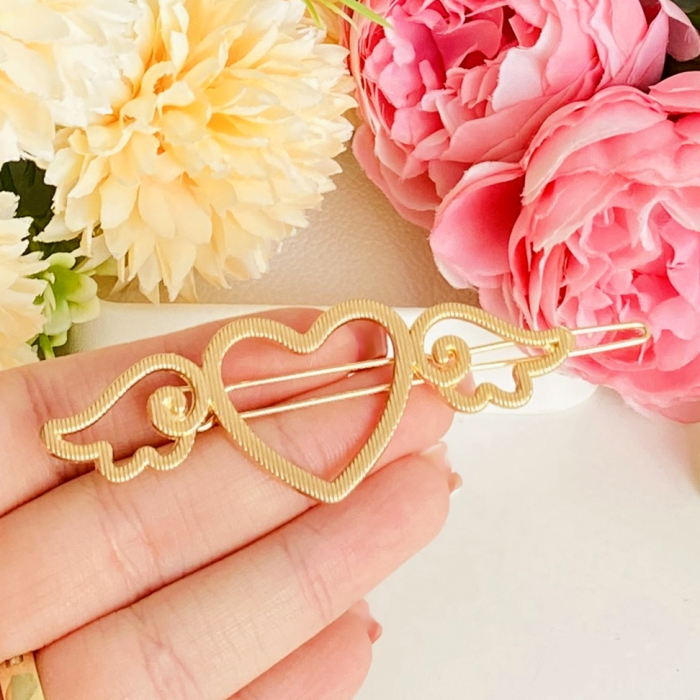 Agrafa Par Inima & Aripi, Agrafa de Par, Accesorii Par, Clama metal [8]