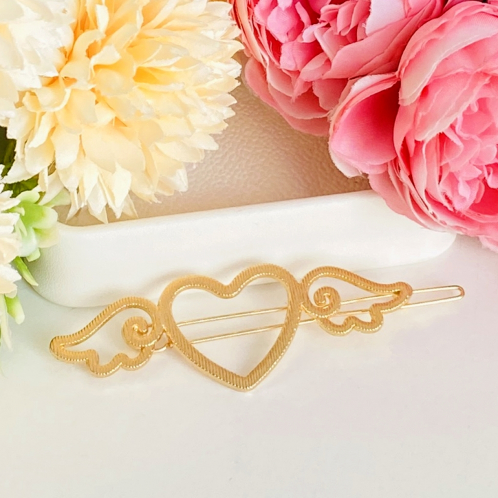 Agrafa Par Inima & Aripi, Agrafa de Par, Accesorii Par, Clama metal [6]