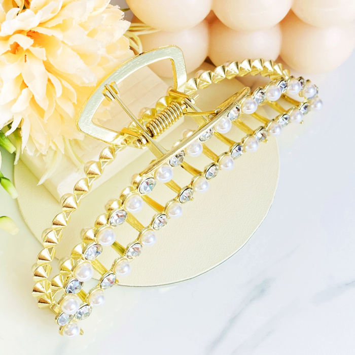 Clama Aurie cu Perle, Agrafa de Par, Accesorii Par, Clama metal [6]