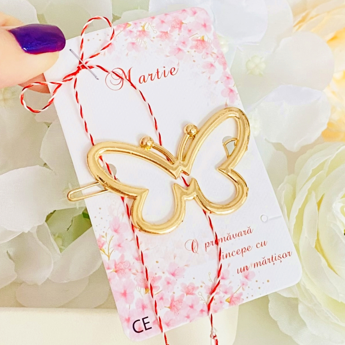 Martisor Clama Fluture, Agrafa de Par, Accesorii Par, Clama metal [7]