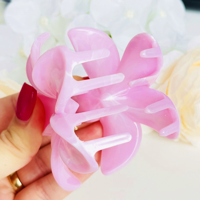 Clama Par Floare Roz, Accesorii Par, Clama Flori [6]