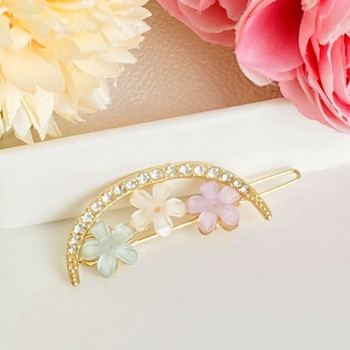 Agrafa Par Semiluna Flori Colorate, Agrafa de Par, Accesorii Par, Clama metal [5]