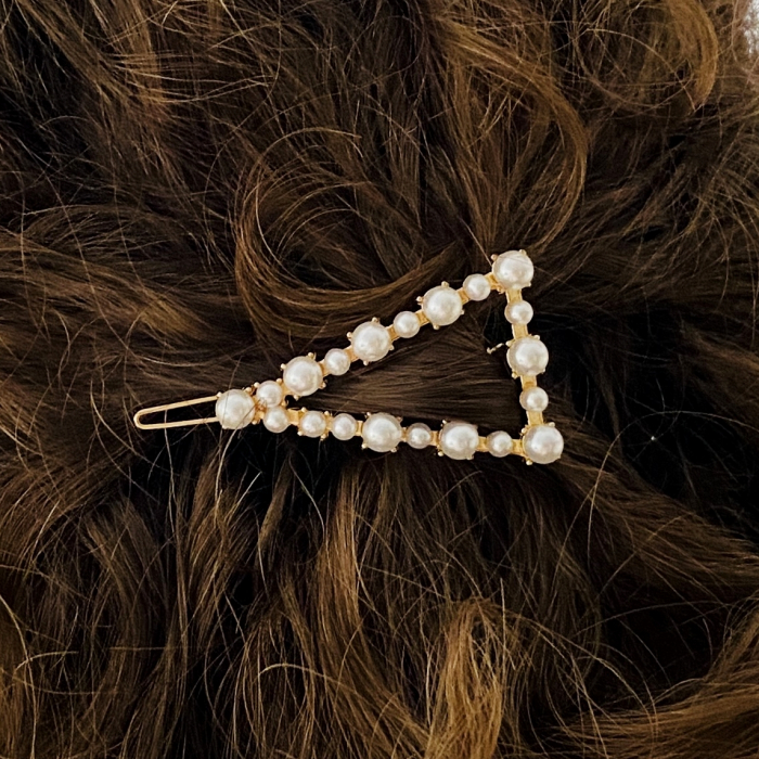 Agrafa de Par Triunghi Perle, Agrafa de Par, Accesorii Par, Clama metal [3]