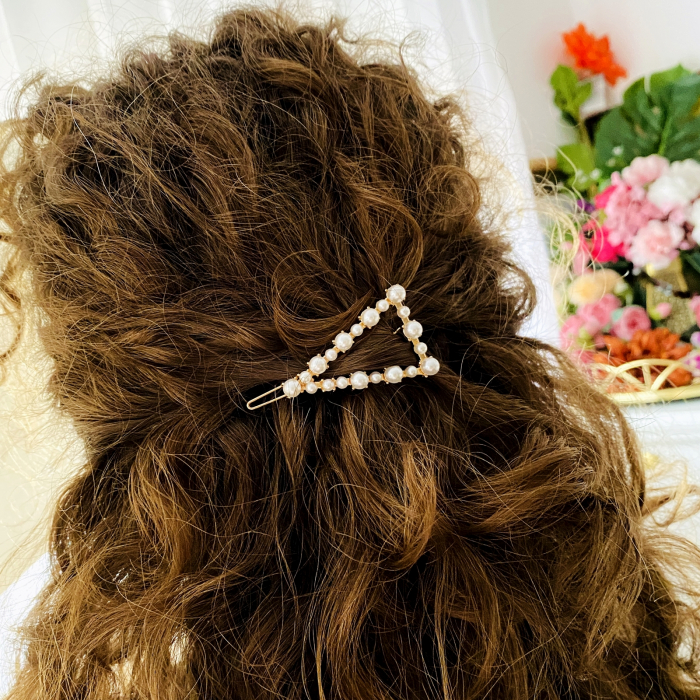 Agrafa de Par Triunghi Perle, Agrafa de Par, Accesorii Par, Clama metal [5]