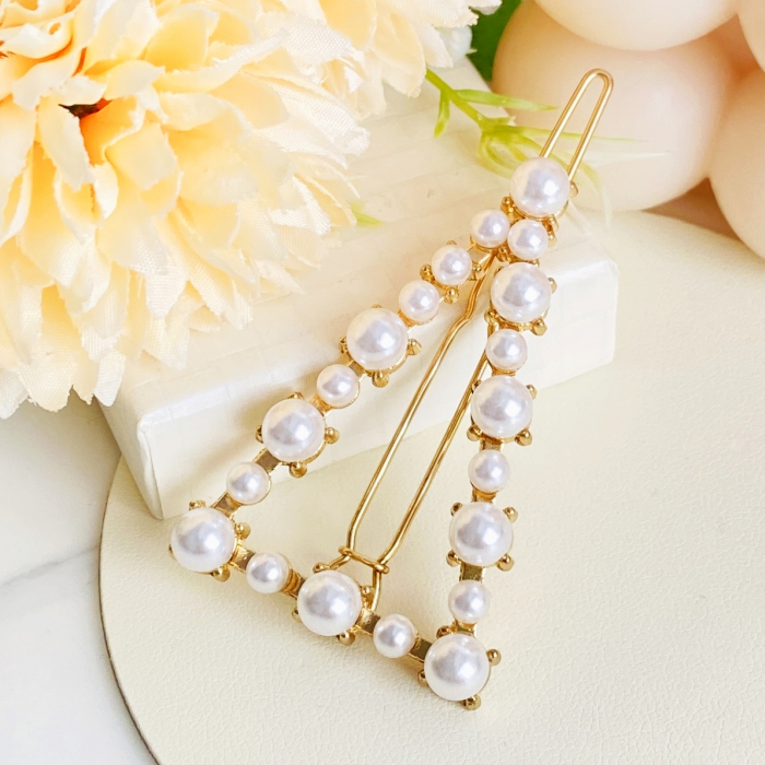 Agrafa de Par Triunghi Perle, Agrafa de Par, Accesorii Par, Clama metal [2]