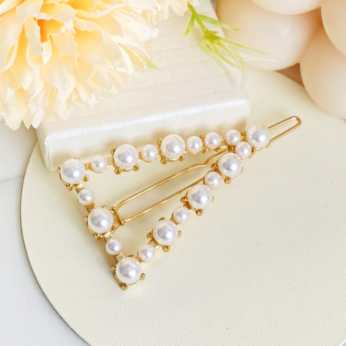 Agrafa de Par Triunghi Perle, Agrafa de Par, Accesorii Par, Clama metal [8]