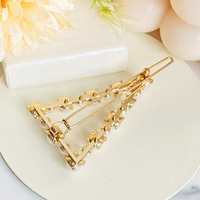 Agrafa de Par Triunghi Perle, Agrafa de Par, Accesorii Par, Clama metal [9]