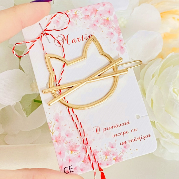 Martisor Agrafa de par Pisica Aurie, Accesorii Par [3]