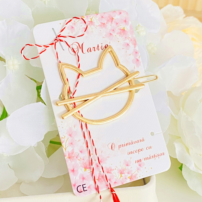 Martisor Agrafa de par Pisica Aurie, Accesorii Par [9]