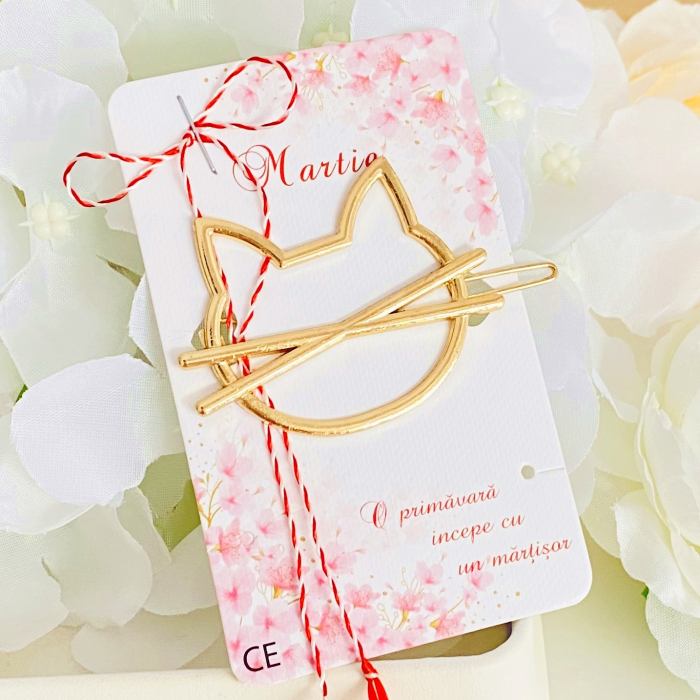 Martisor Agrafa de par Pisica Aurie, Accesorii Par [6]