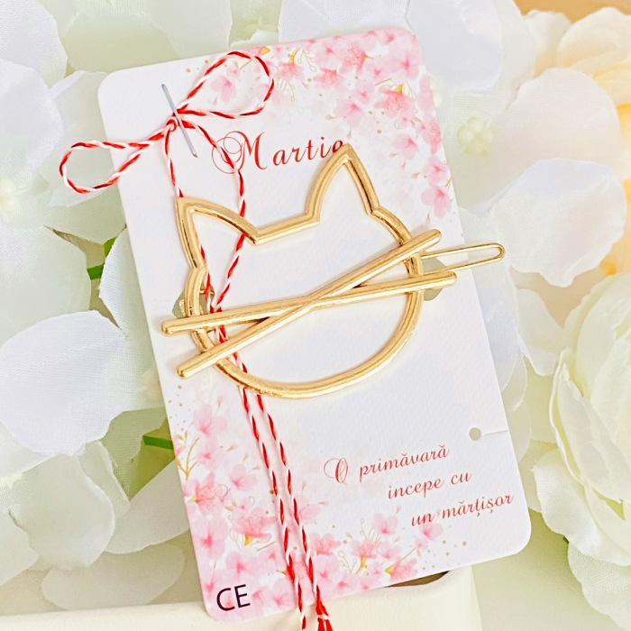 Martisor Agrafa de par Pisica Aurie, Accesorii Par [4]