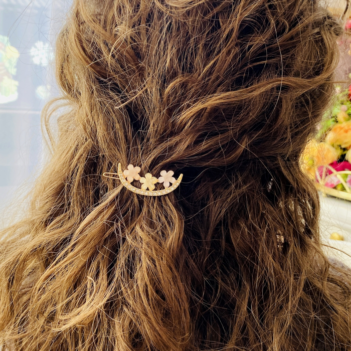 Agrafa Par Semiluna Flori Colorate, Agrafa de Par, Accesorii Par, Clama metal [6]