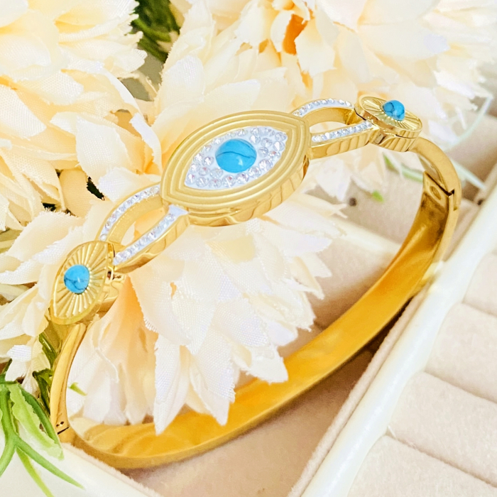 Bratara Aurie Bangle Blue Otel Inoxidabil, Bijuterii Inox, Bratari Dama [2]