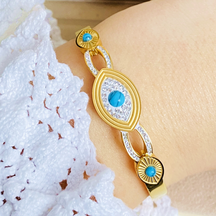 Bratara Aurie Bangle Blue Otel Inoxidabil, Bijuterii Inox, Bratari Dama [7]