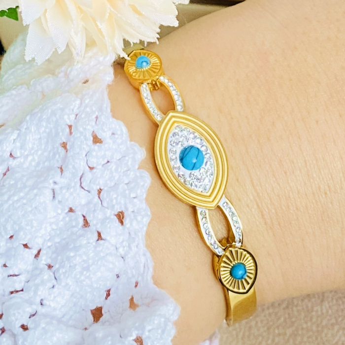 Bratara Aurie Bangle Blue Otel Inoxidabil, Bijuterii Inox, Bratari Dama [9]
