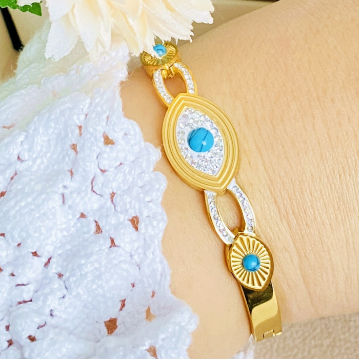 Bratara Aurie Bangle Blue Otel Inoxidabil, Bijuterii Inox, Bratari Dama [4]