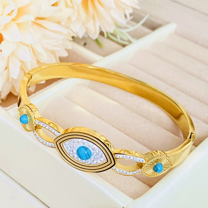 Bratara Aurie Bangle Blue Otel Inoxidabil, Bijuterii Inox, Bratari Dama [10]