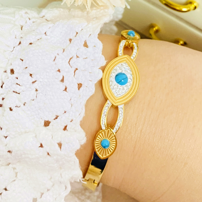Bratara Aurie Bangle Blue Otel Inoxidabil, Bijuterii Inox, Bratari Dama [3]