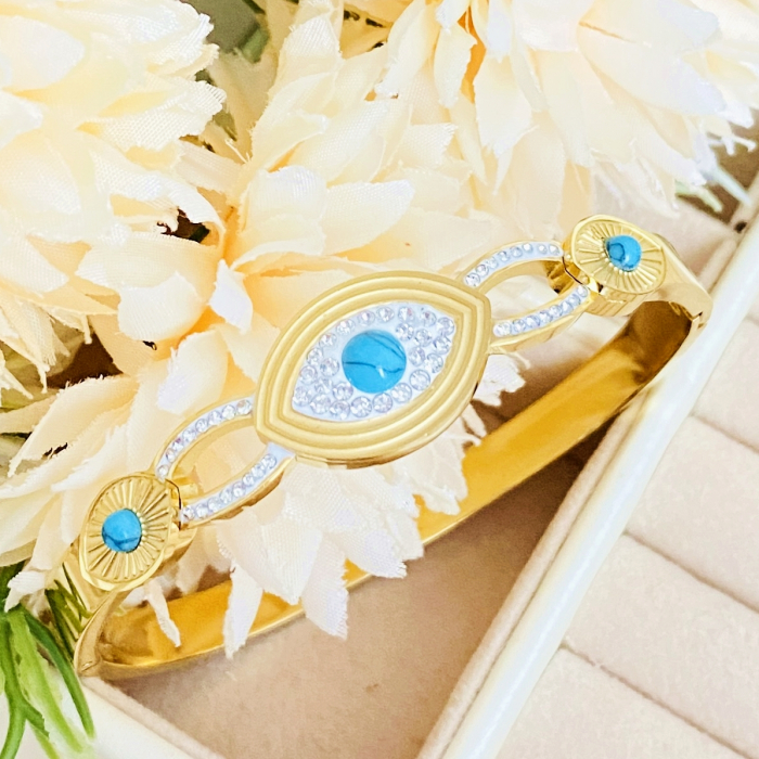 Bratara Aurie Bangle Blue Otel Inoxidabil, Bijuterii Inox, Bratari Dama [8]
