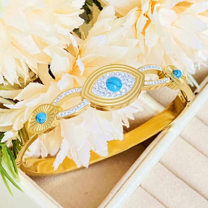 Bratara Aurie Bangle Blue Otel Inoxidabil, Bijuterii Inox, Bratari Dama [6]