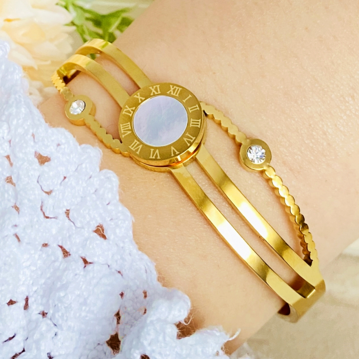 Bratara Aurie Bangle Ceas Otel Inoxidabil, Bijuterii Inox, Bratari Dama [3]