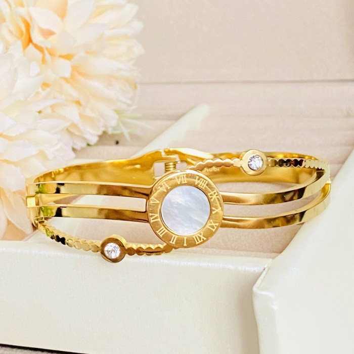 Bratara Aurie Bangle Ceas Otel Inoxidabil, Bijuterii Inox, Bratari Dama [2]