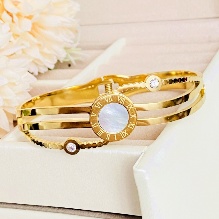 Bratara Aurie Bangle Ceas Otel Inoxidabil, Bijuterii Inox, Bratari Dama [10]