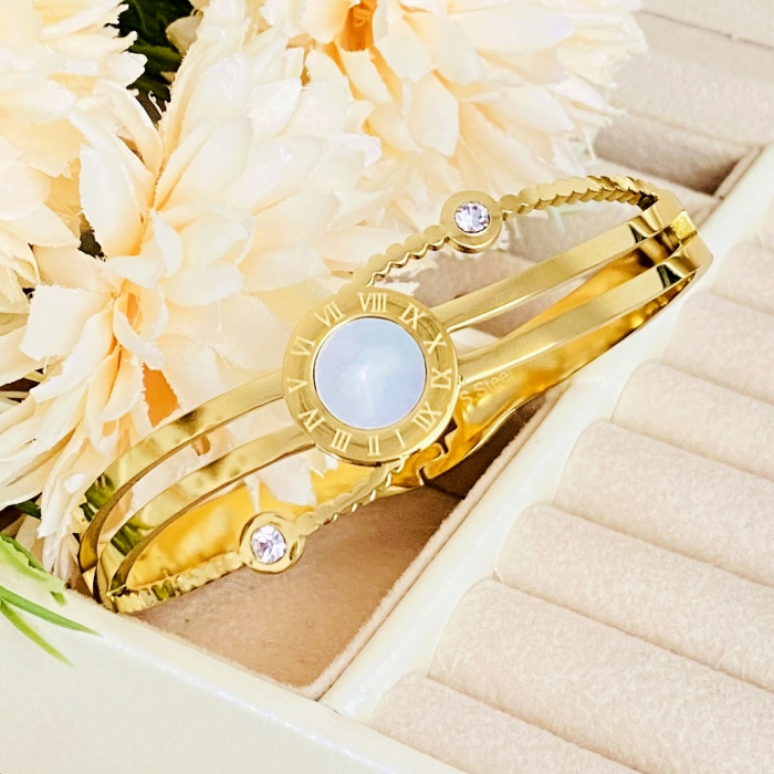 Bratara Aurie Bangle Ceas Otel Inoxidabil, Bijuterii Inox, Bratari Dama [4]