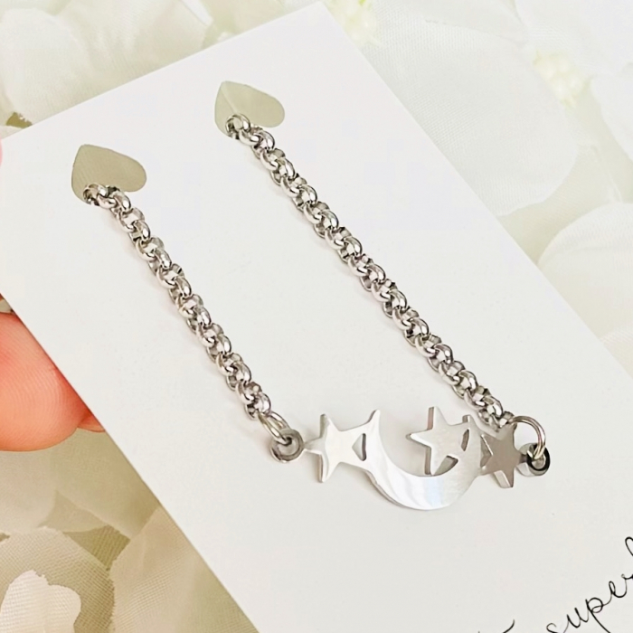 Bratara Argintie Luna & Stele Otel Inoxidabil, Bijuterii Inox, Bratari Dama [4]