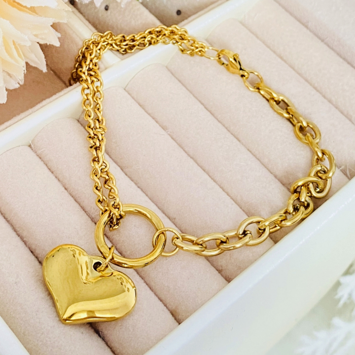 Bratara Aurie Inima Mare Otel Inoxidabil, Bijuterii Inox, Bratari Dama [7]