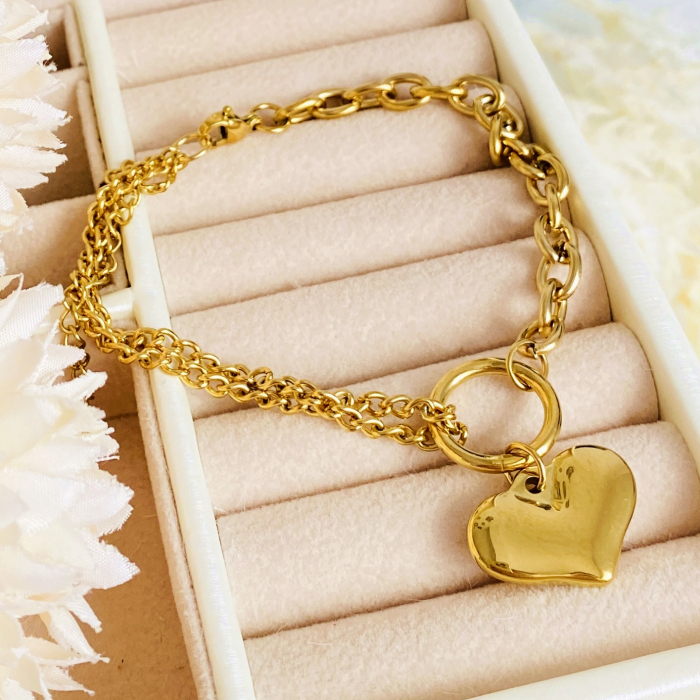 Bratara Aurie Inima Mare Otel Inoxidabil, Bijuterii Inox, Bratari Dama [8]