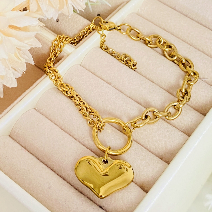 Bratara Aurie Inima Mare Otel Inoxidabil, Bijuterii Inox, Bratari Dama [2]