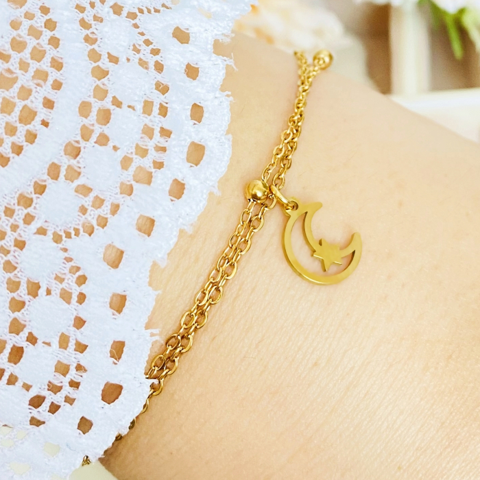 Bratara Dubla Luna Otel Inoxidabil, Bijuterii Inox, Bratari Dama [4]