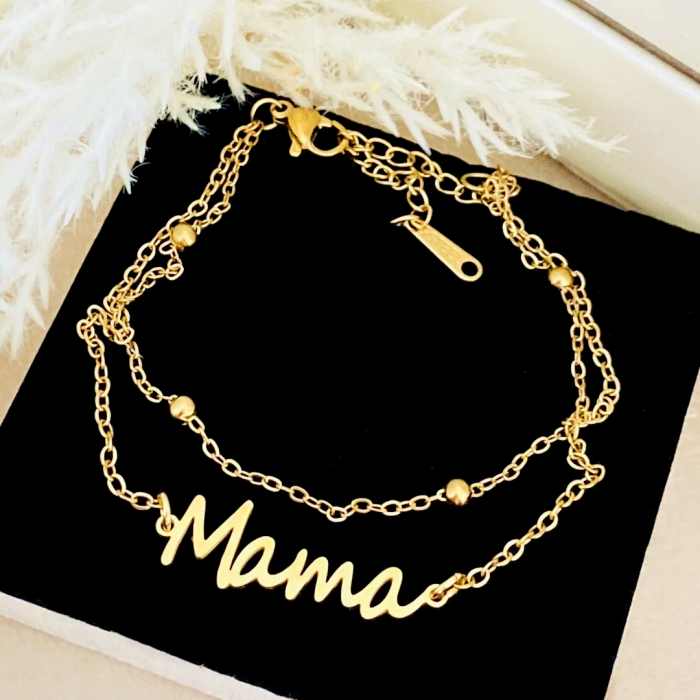 Bratara Dubla Mama Auriu Otel Inoxidabil, Bijuterii Inox, Bratari Dama [4]