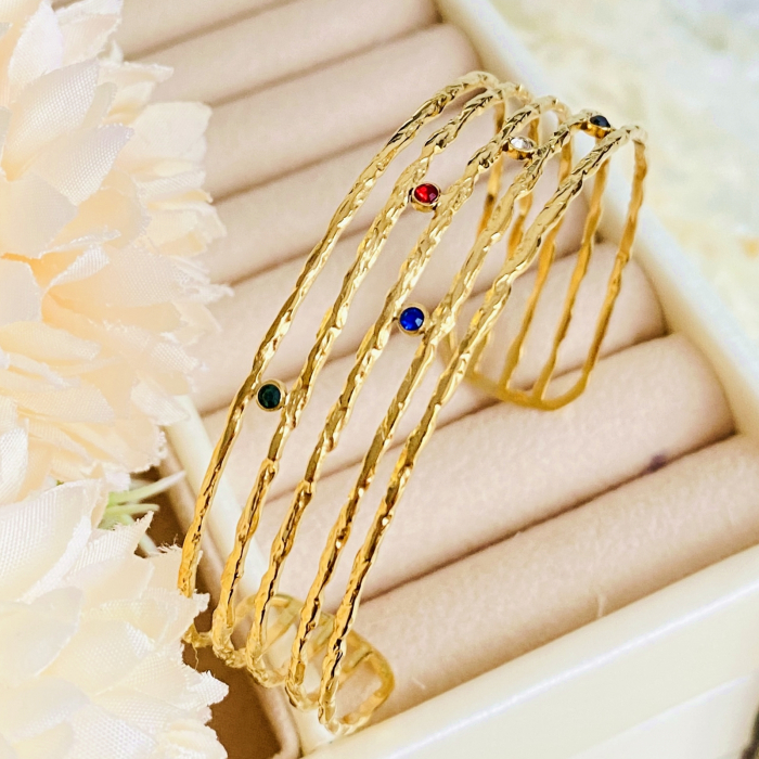 Bratara Fixa Cristale Colorate - Otel Inoxidabil, Bijuterii Inox, Bratari Dama [2]