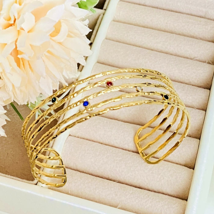 Bratara Fixa Cristale Colorate - Otel Inoxidabil, Bijuterii Inox, Bratari Dama [4]