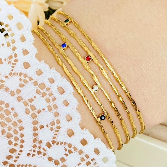 Bratara Fixa Cristale Colorate - Otel Inoxidabil, Bijuterii Inox, Bratari Dama [5]